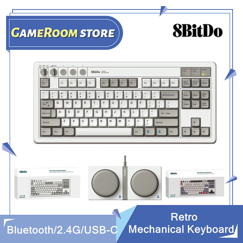 Gaming Keyboard Type C - لوحة مفاتيح ميكانيكية 8Bitdo Retro، بلوتوث/2.4G/USB-C