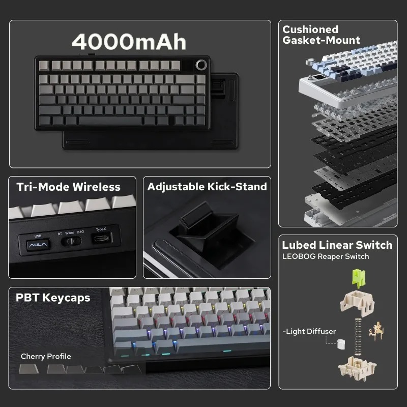 لوحة مفاتيح ميكانيكية AULA F75 - مراجعة Gaming Keyboard Ergo وسعره