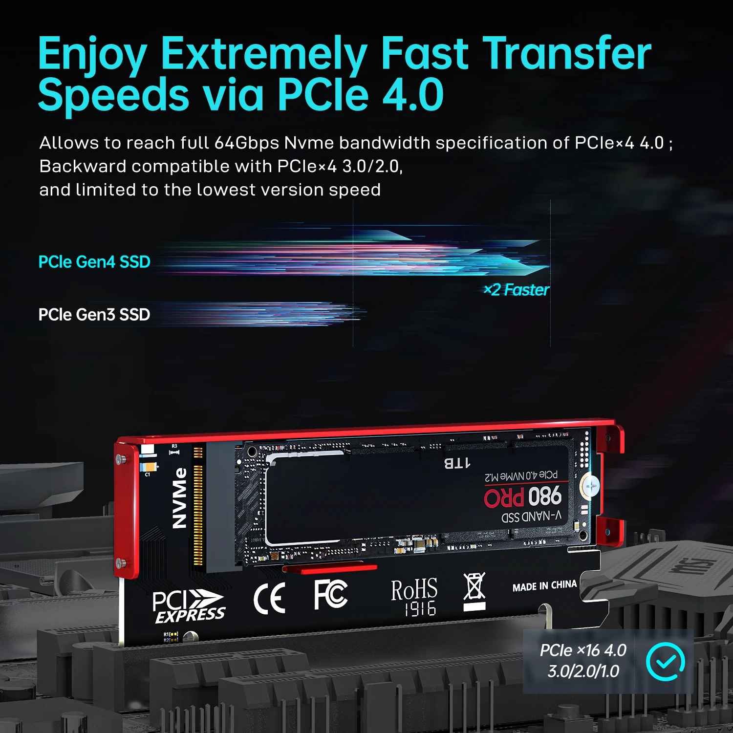 محول JEYI M.2 NVME إلى PCIe 4. - مراجعة Samsung Ssd 980 Pro وسعره